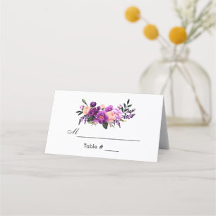Ultra Violet Purple Watercolor Floral Wedding Place Card