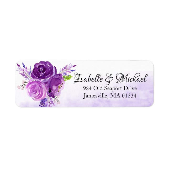 Ultra Violet Rose Floral Return Address Labels (Front)