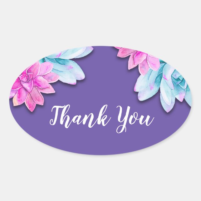 Ultra Violet Succulents Modern Bold Floral Fiesta Oval Sticker (Front)