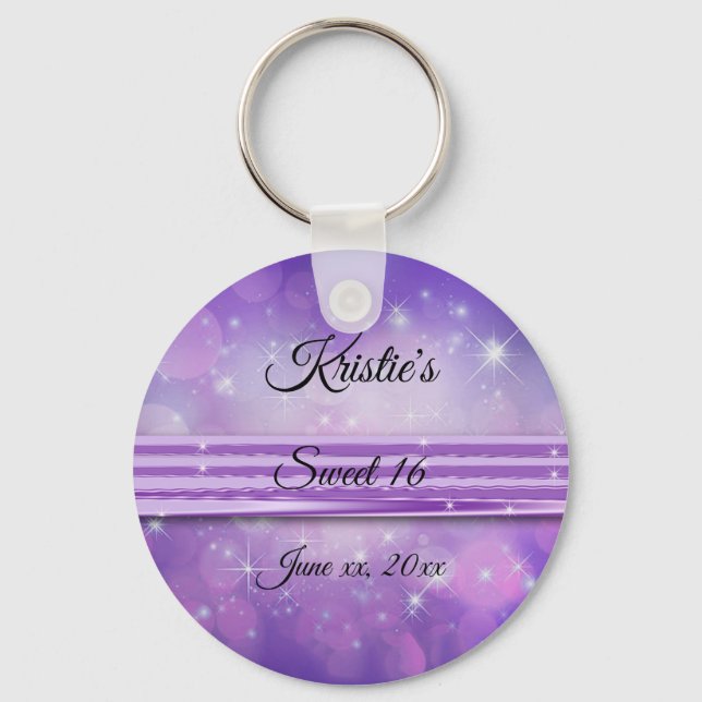 Ultra Violet, Sweet Sixteen, Custom, Party Favour Key Ring (Front)