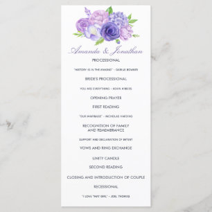 Ultra Violet Themed Floral Wedding Program
