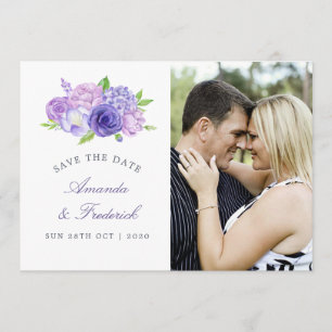Ultra Violet themed Floral Wedding Save the Date