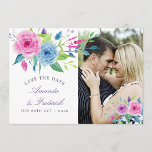Ultra Violet themed Floral Wedding Save the Date