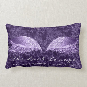 Ultra Violet Velvet Glitter Makeup Lashes Beauty Lumbar Cushion