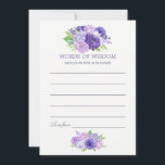 Ultra Violet Watercolor Floral Bridal Mum Advice<br><div class="desc">Watercolor floral bridal shower words of wisdom cards featuring colour of the year 2018 ultra violet with compatible shades of purple. Flowers include hydrangea,  lavender,  peonies and roses.</div>