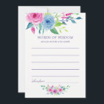 Ultra Violet Watercolor Floral Bridal Mum Advice Card<br><div class="desc">Hand painted watercolor roses bridal shower words of wisdom cards featuring colour of the year 2018 ultra violet with shades of blue and pink.</div>