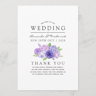 Ultra Violet Watercolor Floral Wedding Program