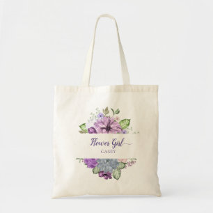 Ultra Violet Watercolor Flower Flower Girl Tote Bag