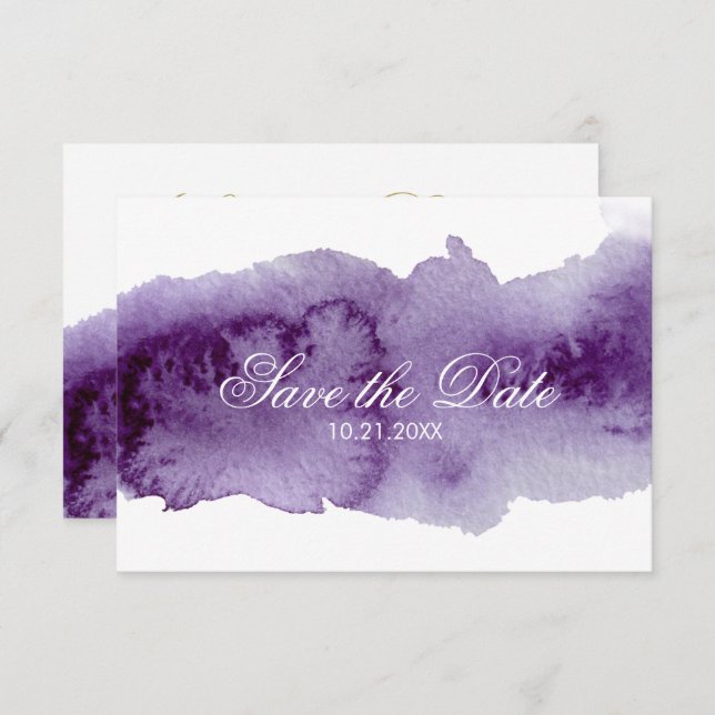 Ultra Violet Watercolor Save The Date Invitation (Front/Back)