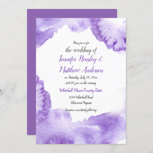 Ultra Violet Watercolor Splash Wedding Invitation