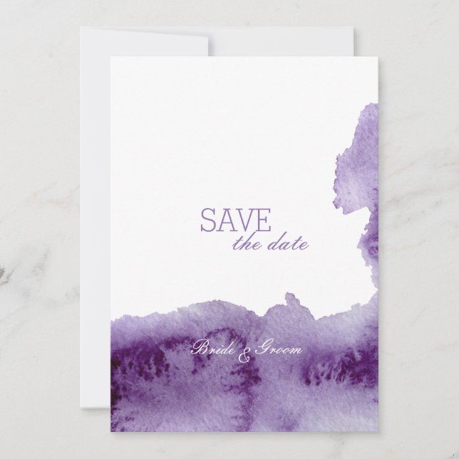 Ultra Violet Watercolor Wedding SAVE the Date (Front)