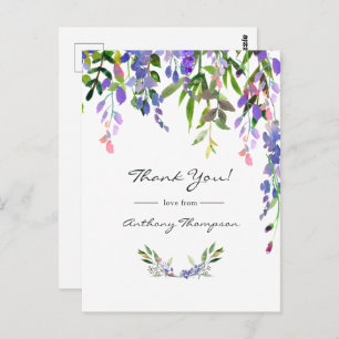 Ultra Violet Wedding Watercolor Floral Postcard