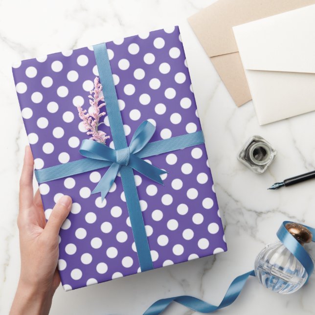 Ultra violet white polka dots pattern wrapping paper (Gifting)