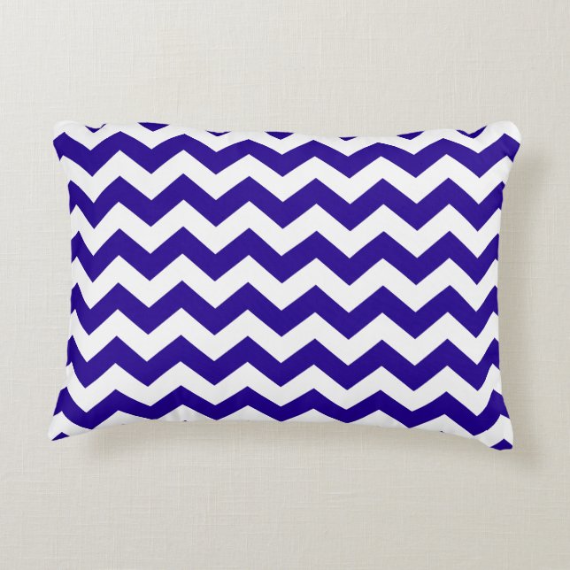 Ultramarine Blue Chevron Decorative Cushion (Back)