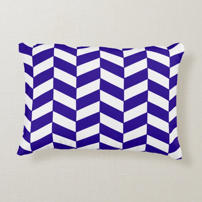 Ultramarine Blue Herringbone Decorative Cushion (Back)