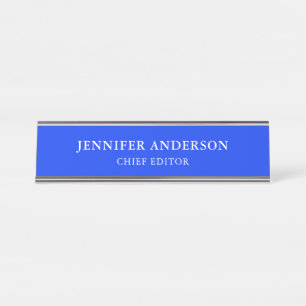 Ultramarine Blue Professional Modern Plain Desk Name Plate