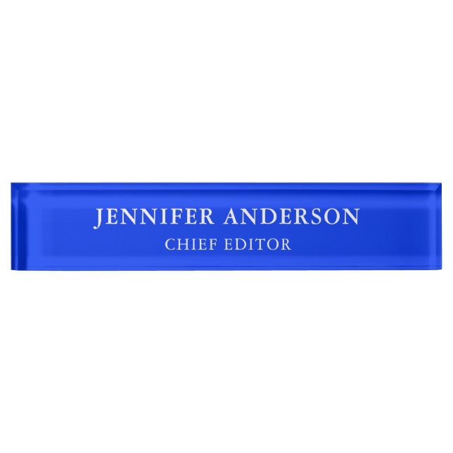 Ultramarine Blue Professional Modern Plain Nameplate (Front)