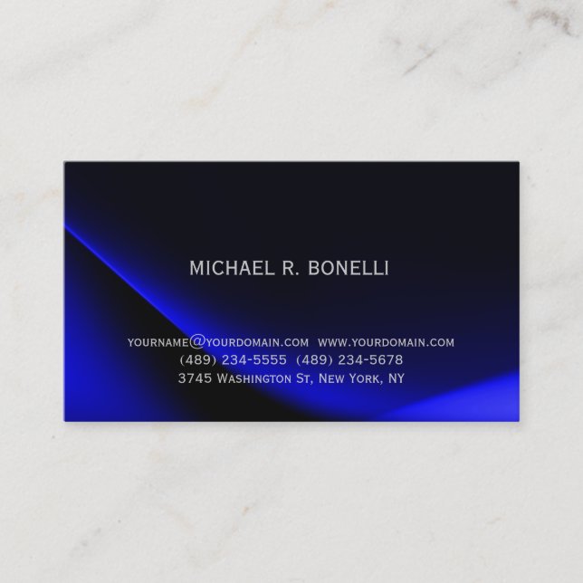 Ultramarine Blue Simple Plain Business Card (Front)