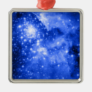 Ultramarine Blue Stars Metal Ornament