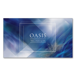 Ultramarine Ribbon Flow Geometric Modern Magnetic Business Card