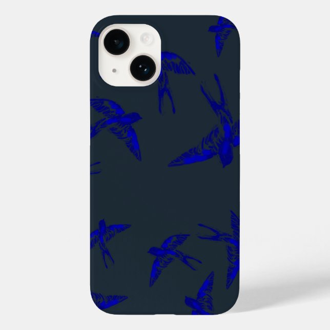Ultramarine Swallow iPhone 14 Case (Back)