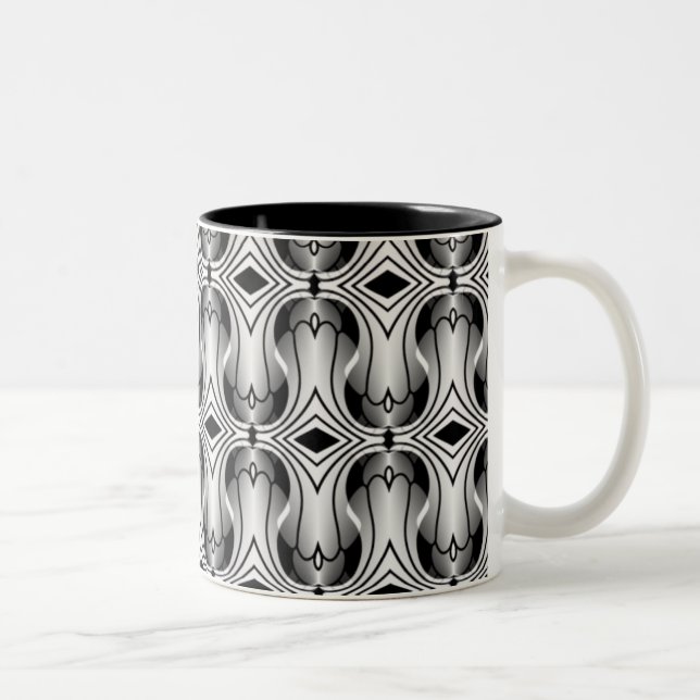 Ultramod Art Deco Mug, Silver Two-Tone Coffee Mug (Right)