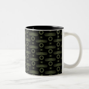 Ultramodern Abstract Mug, Olive Green Two-Tone Coffee Mug