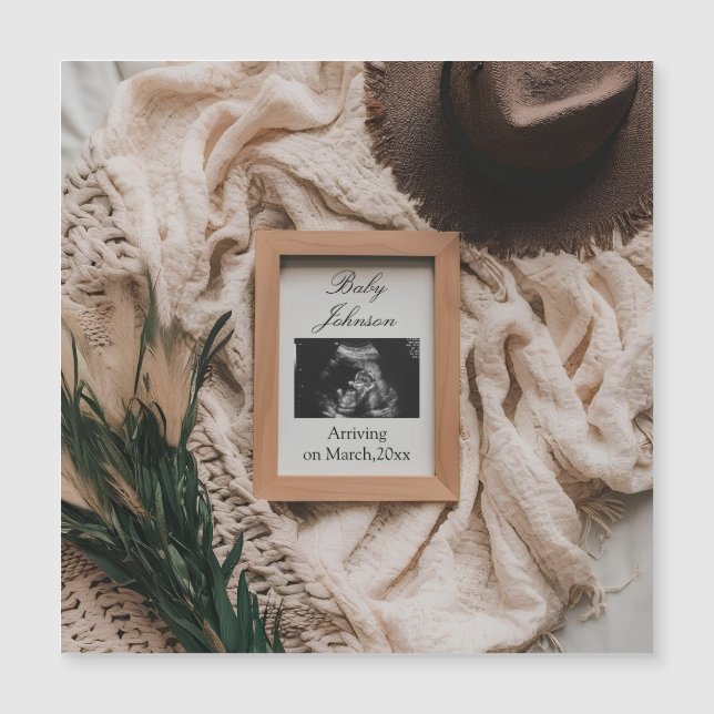Ultrasound Boho rustic pregnancy announcement  (Front)
