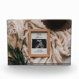 Ultrasound Boho rustic pregnancy announcement Photo Block