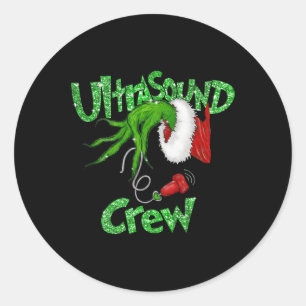 Ultrasound Crew Sonographer Merry Christmas Xmas P Classic Round Sticker