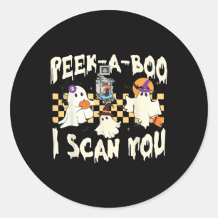 Ultrasound Cute Ghost Halloween Spooky Season  Classic Round Sticker