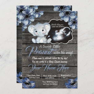 Ultrasound Elephant Baby Shower Invitation, rustic Invitation