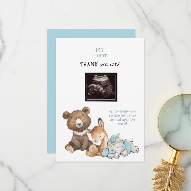 Ultrasound Photo Animal Funny Thank You Baby Card (Front/Back In Situ)