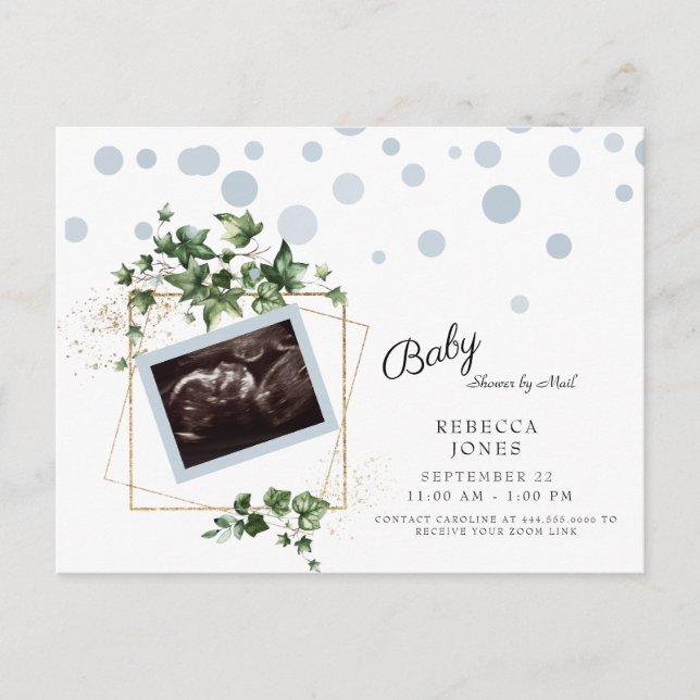 Ultrasound Photo Coming Soon Baby Shower by Mail  Invitation Postcard (Front)