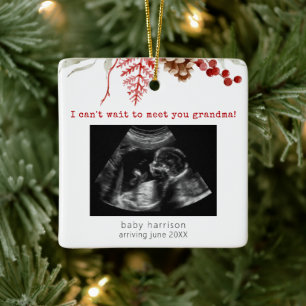 Ultrasound Photo Grandma To Be Christmas Ceramic Ornament