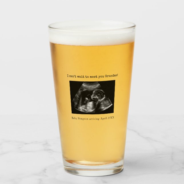 Ultrasound Photo Pregnancy Announcement Grandma Glass (Front Filled)