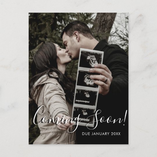 Ultrasound Photo Script Coming Soon Pregnancy Announcement Postcard Zazzle Com Au