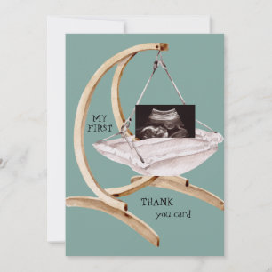 Ultrasound Photo Swing Funny Teal Thank You Baby  Card