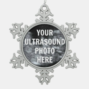 Ultrasound Picture Custom Template Snowflake Pewter Christmas Ornament