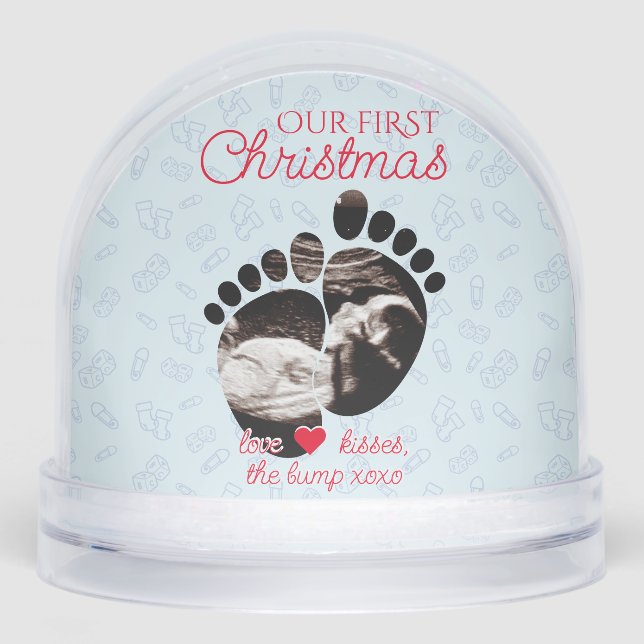 Ultrasound Pregnancy Announcement 1st Christmas Snowglobe (Front)
