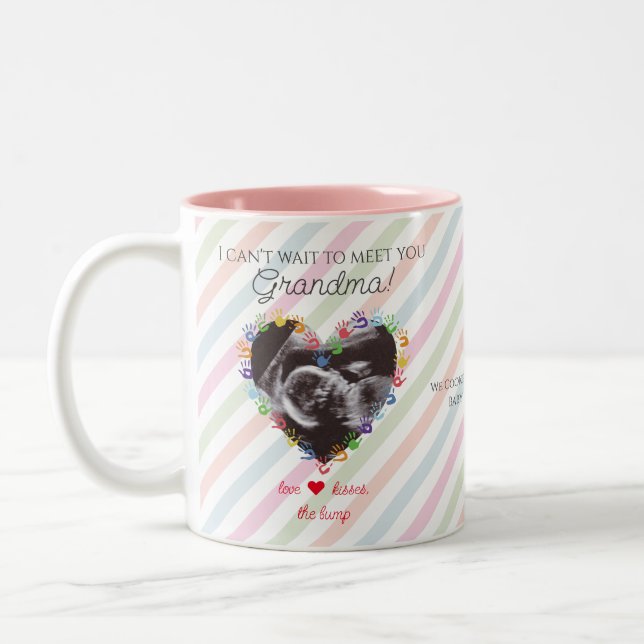 Ultrasound Pregnancy Announcement Grandma To Be Two-Tone Coffee Mug (Left)