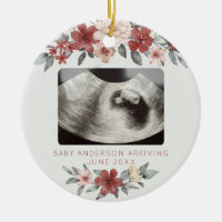 Ultrasound Pregnancy Announcement Keepsake Floral