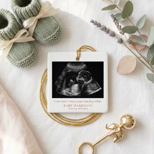Ultrasound Pregnancy Announcement New Grandparents Ceramic Ornament