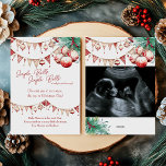 Ultrasound Scan Photo Scandi Pregnancy Reveal Holiday Card<br><div class="desc">Christmas Card Pregnancy Announcement with scan pic and festive song .. "Jingle Bells, Jingle Bells a baby's on the way .. Oh what fun it is to share, this joy on Christmas Day!" Decorated with scani bunting, baubles and a dash of holly. Personalise with your ultrasound scan photo, christmas greeting,...</div>