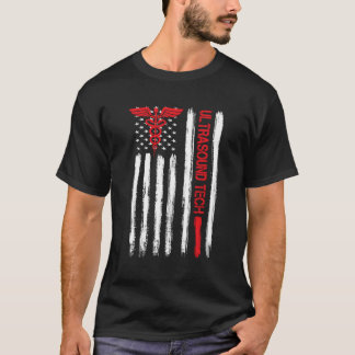 Ultrasound Tech American Flag Cardiac Vascular Son T-Shirt