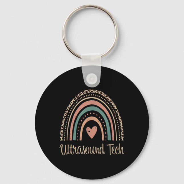 Ultrasound Tech Boho Rainbow Sonographer Key Ring (Front)
