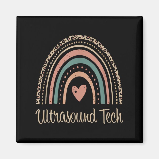 Ultrasound Tech Boho Rainbow Sonographer Magnet (Front)