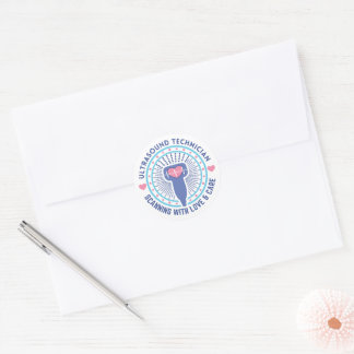Ultrasound Tech Radiating Sonography Probe Classic Round Sticker