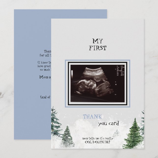 Ultrasound Thank You It's Cold Outside Baby Shower Card (Front/Back)