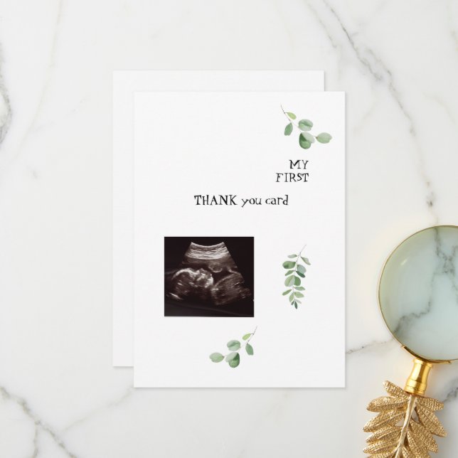 Ultrasound White Thank You Baby Point of View Card (Front/Back In Situ)